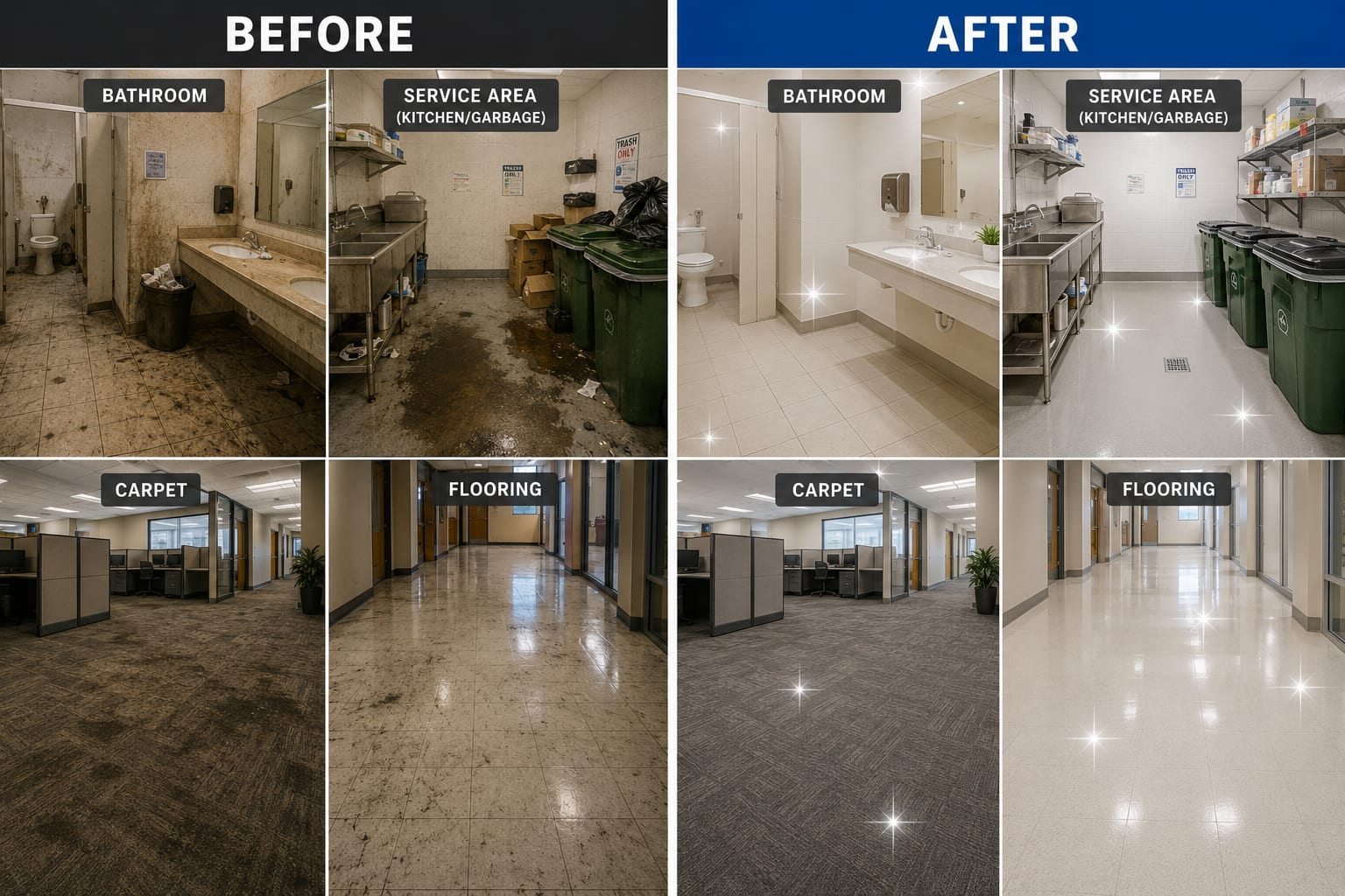 Commercial cleaning before and after